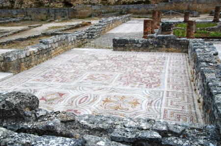 Conimbriga is Roman excavation sites biggest from Portugal and is a fantastic place to have a look in the past  During the excavations found artefacts book, that Coimbra for the first time between the 8th and 9th century B C  was settled, but only during の写真素材
