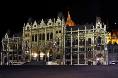 Hungarian Parliament in Budapest  The building is 1896, built for the honor of the millennium  The building has no less than 691 rooms のeditorial素材