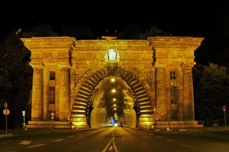 The tunnel through the Castle Hill in Budapest architect Adam Clark left at the height of the Chain Bridge in the Buda Castle Hill beat のeditorial素材