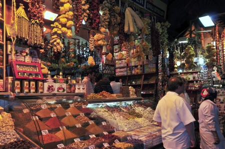 Spice Market is one of the oldest markets of Istanbul  It is located in a beautiful L-shaped building, very close to the bustling port of Eminoenue のeditorial素材