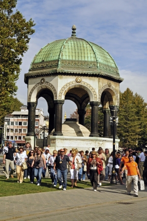 The German Fountain in Istanbul  This octagonal fountain is a gift from the German Kaiser Wilhelm II to Sultan Abdulhamid II Das gift of the German Emperor was a sign of the alliance between Germany and the Ottoman Empire のeditorial素材