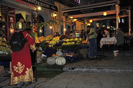 The district Samatya with at night  Istanbul   Samatya is a neighborhood located south of Istanbul  The small neighborhood is Greek influenced Georgian and Armenian  There you can eat very cheap and good fish  In addition, you meet there is not even on toのeditorial素材