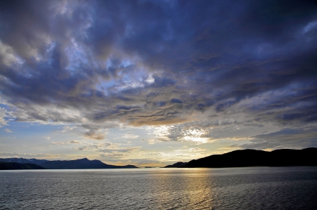 Fjord landscape in midsummer in the far north Norway の写真素材