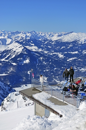 Viewing platform at the foghorn at the mountain station Hoefatsblickのeditorial素材