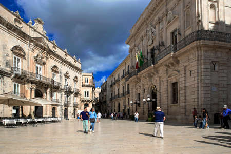 Historic downtown of Syracuse, Sicilyのeditorial素材