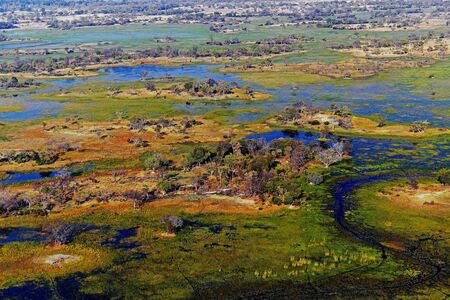 Aerial view of the Okawango Delta, Botswanaの写真素材