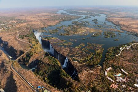 Aerial view of the Victoria Fallsの写真素材