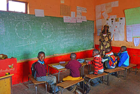 Attended the village school in Malealea in Lesothoのeditorial素材