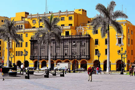 Plaza de Armas de Lima, home of the Caretas magazineのeditorial素材