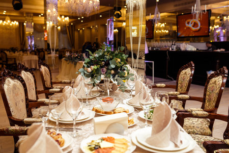 Serving wedding tableの写真素材