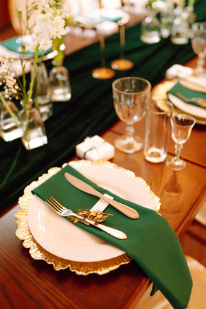 Wedding. Banquet. Beautiful table setting for a party, wedding reception or other festive event.の写真素材