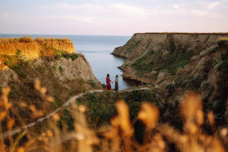 Young woman resting in nature. People, lifestyle, relaxation and vacations concept. fashion.の写真素材