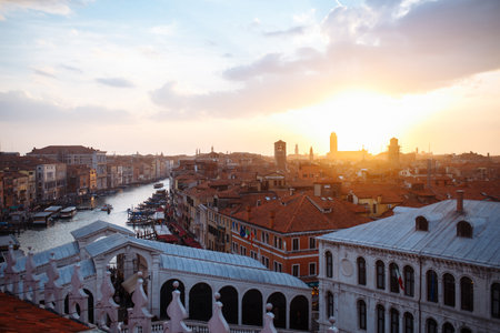 Amazing summer sunset. Beautiful sunset above the city. nature concept.の写真素材