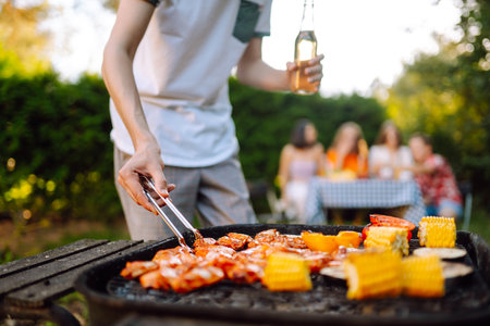 Assorted delicious grilled meat with barbecue grilled. ?concept of lifestyle, holidays, weekends.の写真素材