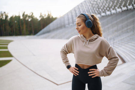 Woman, fitness and stretching in city getting ready for workout. People, sport concept