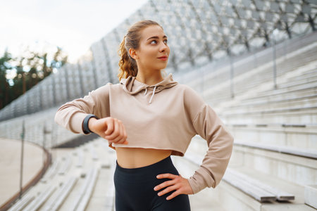 Athletic young woman training outdoors. Fitness woman stretching outdoors. Active lifestyle.