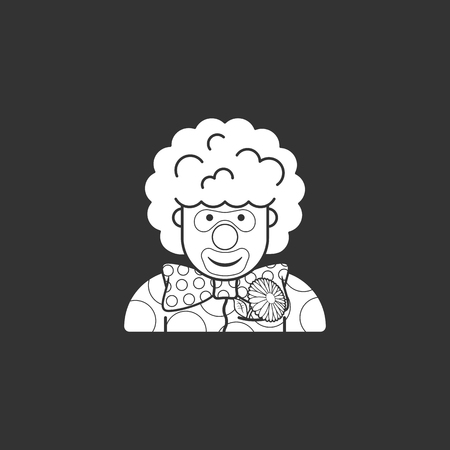 clown icon dressed in polka dots in the contour styleのイラスト素材