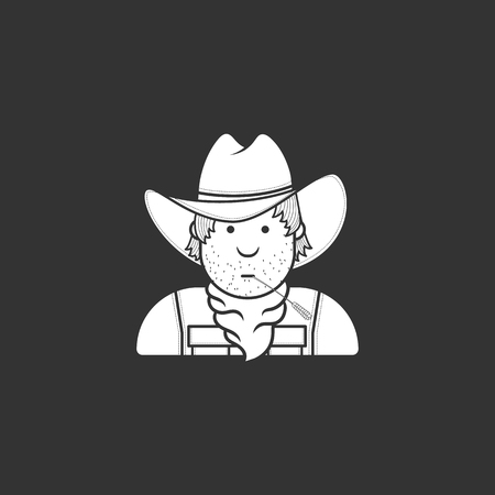 Contour flat character cowboy icon hat and capeのイラスト素材