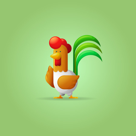 Cock. New Year 2017. Year of the Rooster. Flat, cartoon. Vector illustration.のイラスト素材