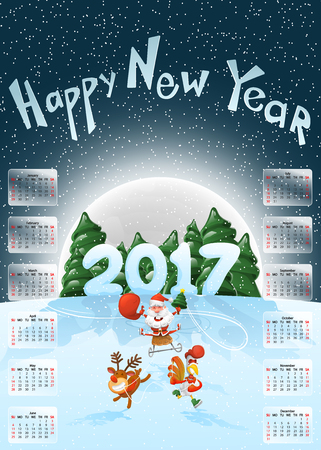 Calendar 2017. Happy New Year.のイラスト素材