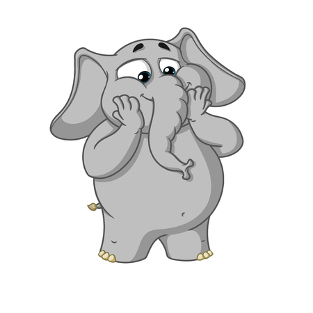 Big collection vector cartoon characters of elephants on an isolated background. Excited Surprisedのイラスト素材