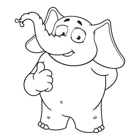 Elephant. Character. He raised a finger, like. Big collection of isolated elephants. Vector, cartoonのイラスト素材