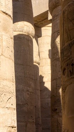 Engravings on columns in ancient temple of Egyptの写真素材