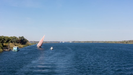 Egypt Nile cruise, a nice view from the boat to shore.の写真素材