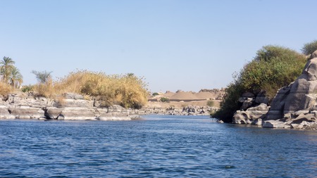 Egypt Nile cruise, a nice view from the boat to shore.の写真素材