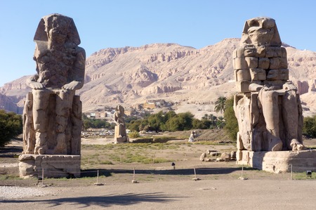 The colossi of Memnon statues view near Luxor in Egyptの写真素材