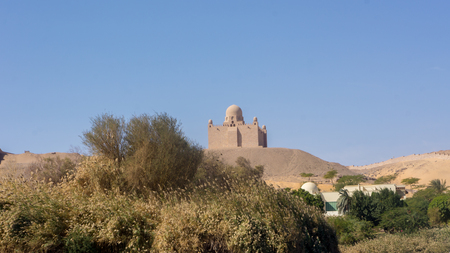 Egypt Nile cruise, a nice view from the boat to shoreの写真素材