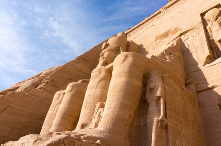Egyptian ancient temple giant pharaohs sculptures viewの写真素材