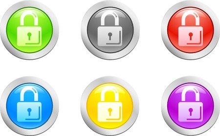 6 high-detailed buttons. Padlock button.  Vector illustration.のイラスト素材