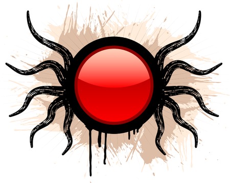 Dirty floral button. Vector illustration.のイラスト素材