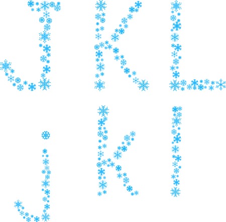 Three snowflake letters. Vector illustration. のイラスト素材