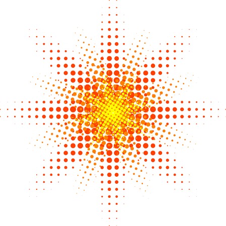 Orange halftone sun. Vector illustration. のイラスト素材