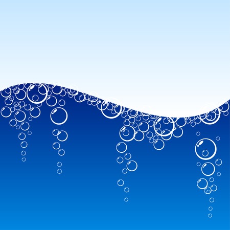 Blue water with bubbles. Vector illustration. のイラスト素材