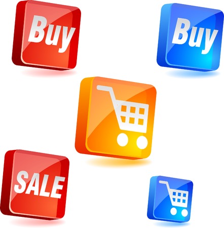 Shopping 3d icons. Vector illustration. のイラスト素材