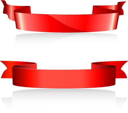 Two red banners. Vector illustration. のイラスト素材