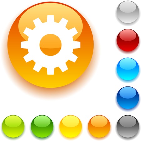 Gear shiny button. Vector illustration. のイラスト素材