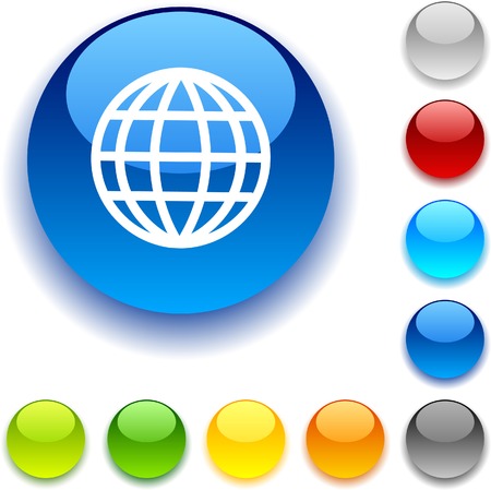 Earth  shiny button. Vector illustration. のイラスト素材