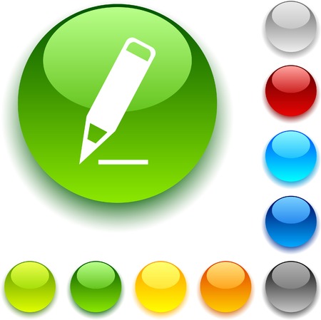Pencil  shiny button. Vector illustration. のイラスト素材