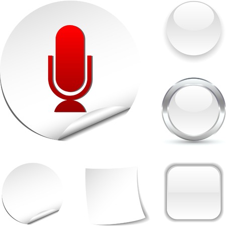 Mic  white icon. Vector illustration. のイラスト素材