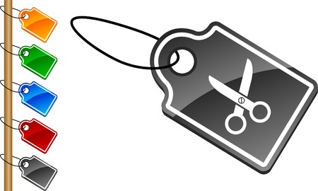  scissors tag set. Vector illustration. のイラスト素材
