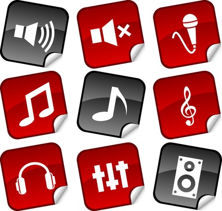 Audio  sticker set. Vector illustration. のイラスト素材