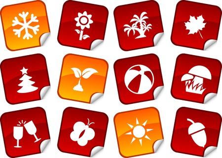 Seasons sticker set. Vector illustration. のイラスト素材