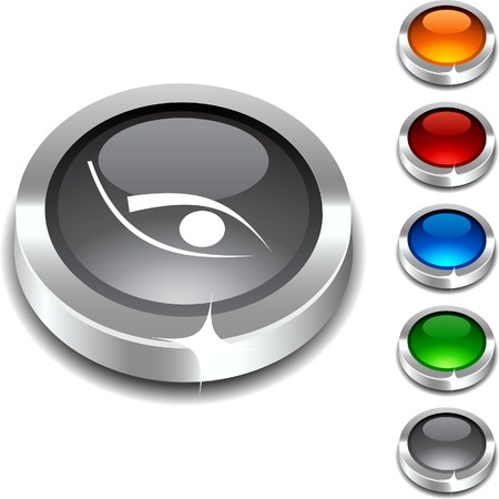  Eye 3d button set. illustration. のイラスト素材