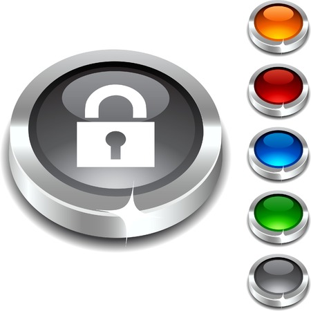 Padlock 3d button set. illustration. のイラスト素材