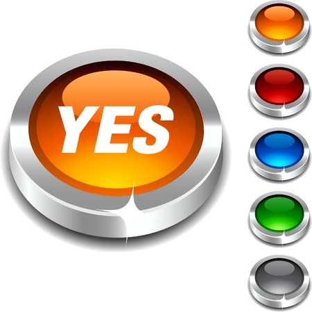  Yes 3d button set. Vector illustration. のイラスト素材