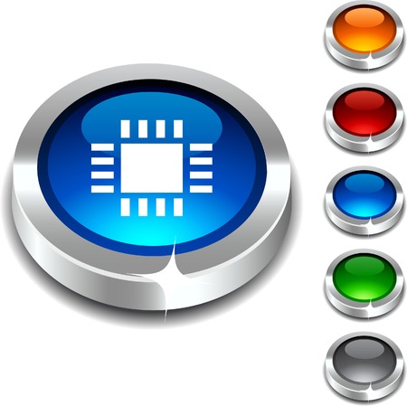  Cpu 3d button set. Vector illustration. のイラスト素材